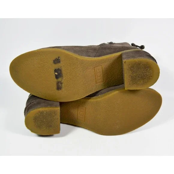 UGG Women's Brown Taupe Suede Corrine Ankle Boots Side Zip Size 9.5 - Picture 7 of 9